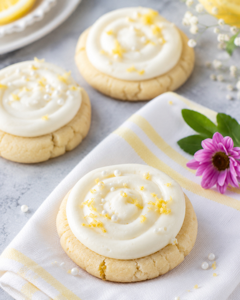 Lemon Sugar Cookies with Cream Cheese Frosting