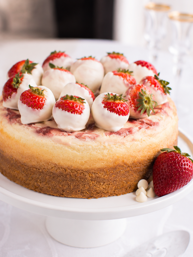 White Chocolate Strawberry Cheesecake