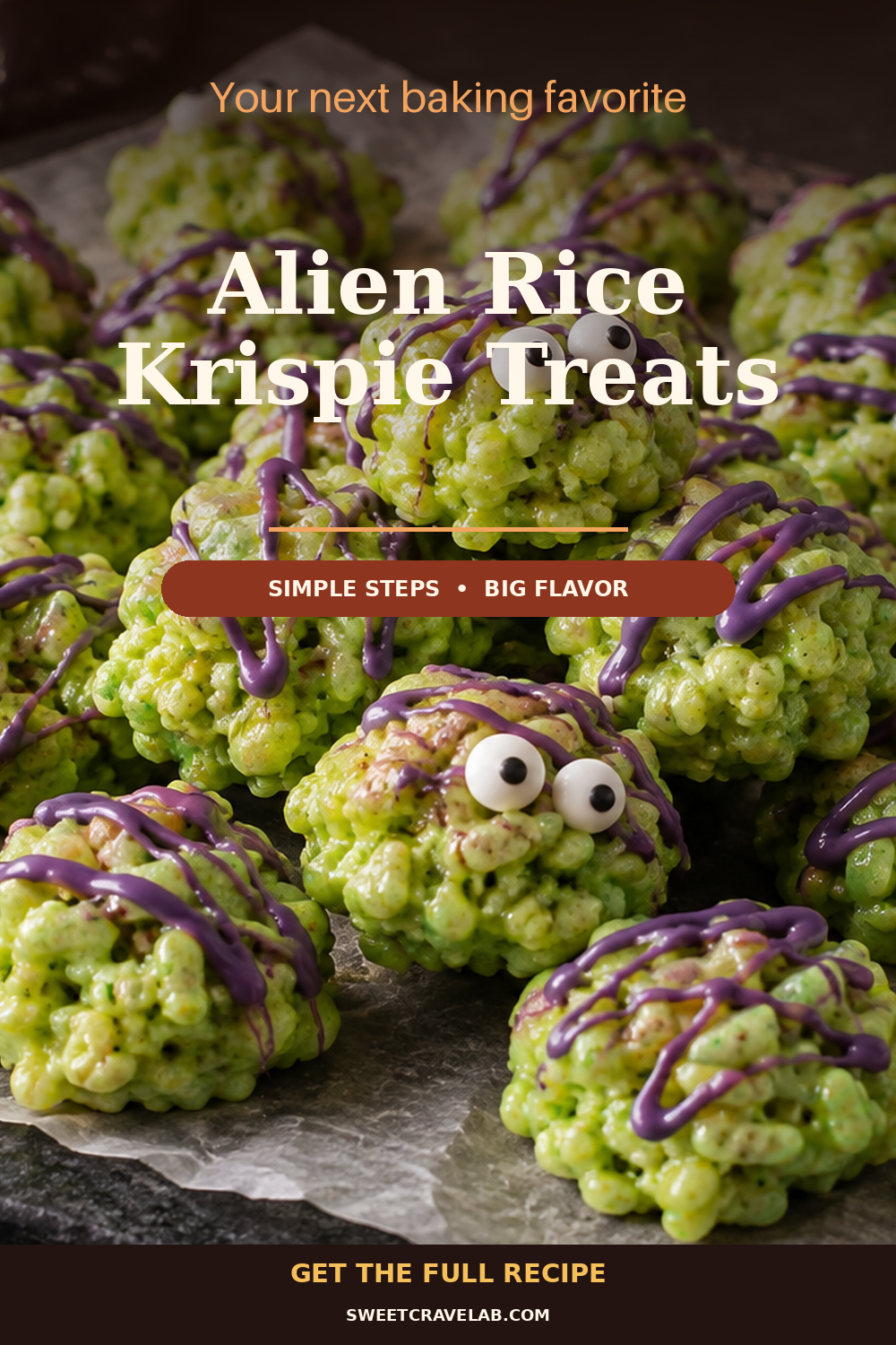 Alien Rice Krispie Treats with Purple Chocolate Drizzle