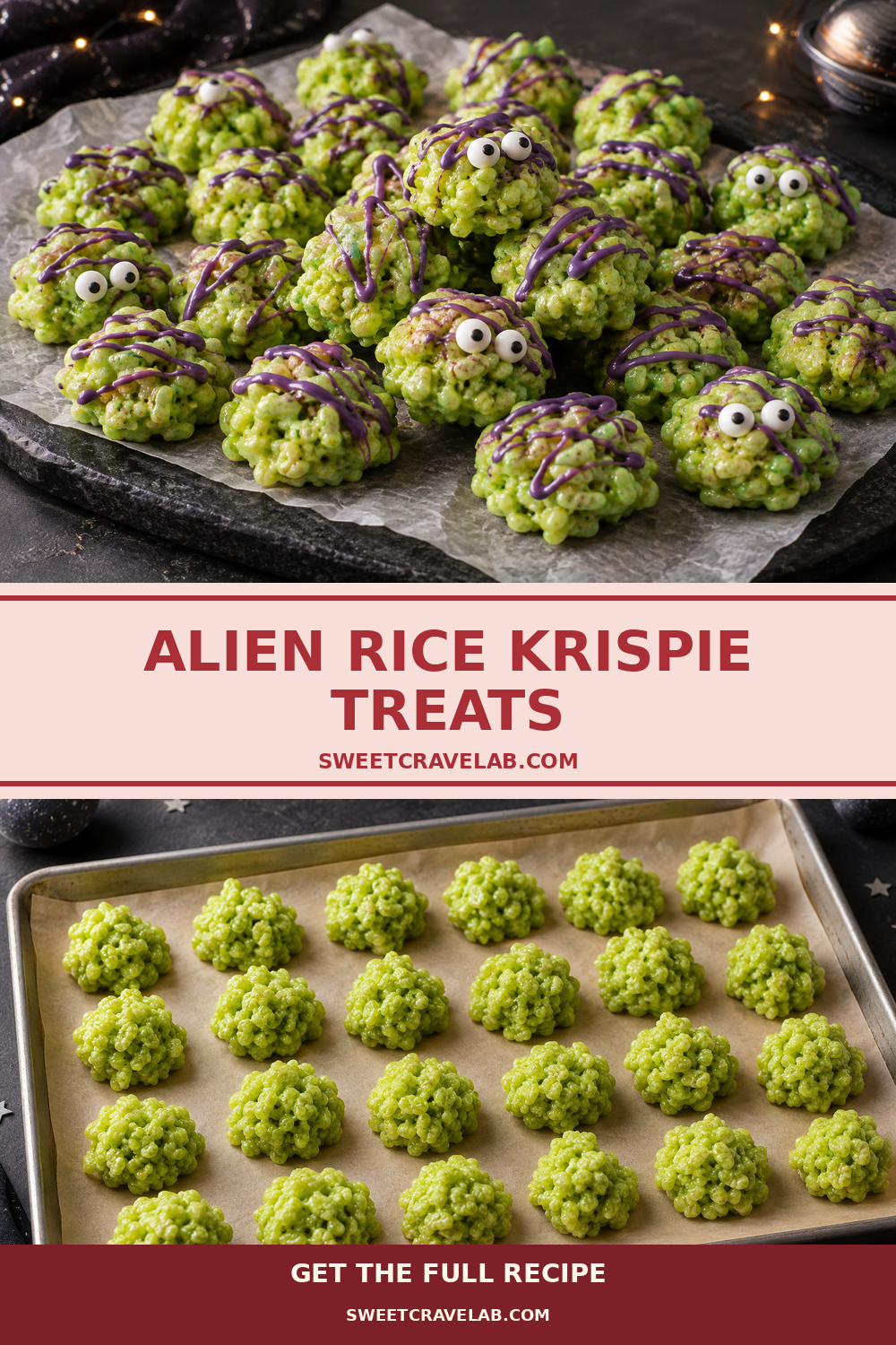 Easy Alien Halloween Rice Krispie Bites for Parties