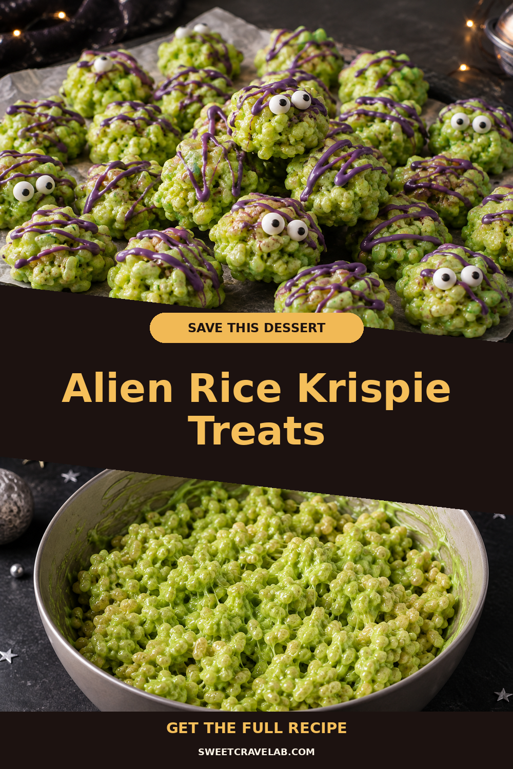 Halloween No-Bake Slime Treats: Alien Rice Krispie Bites