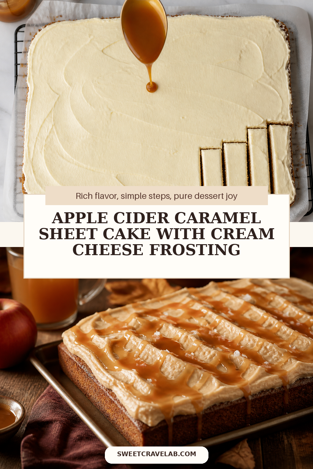 Apple Cider Caramel Sheet Cake with Cream Cheese Frosting Recipe