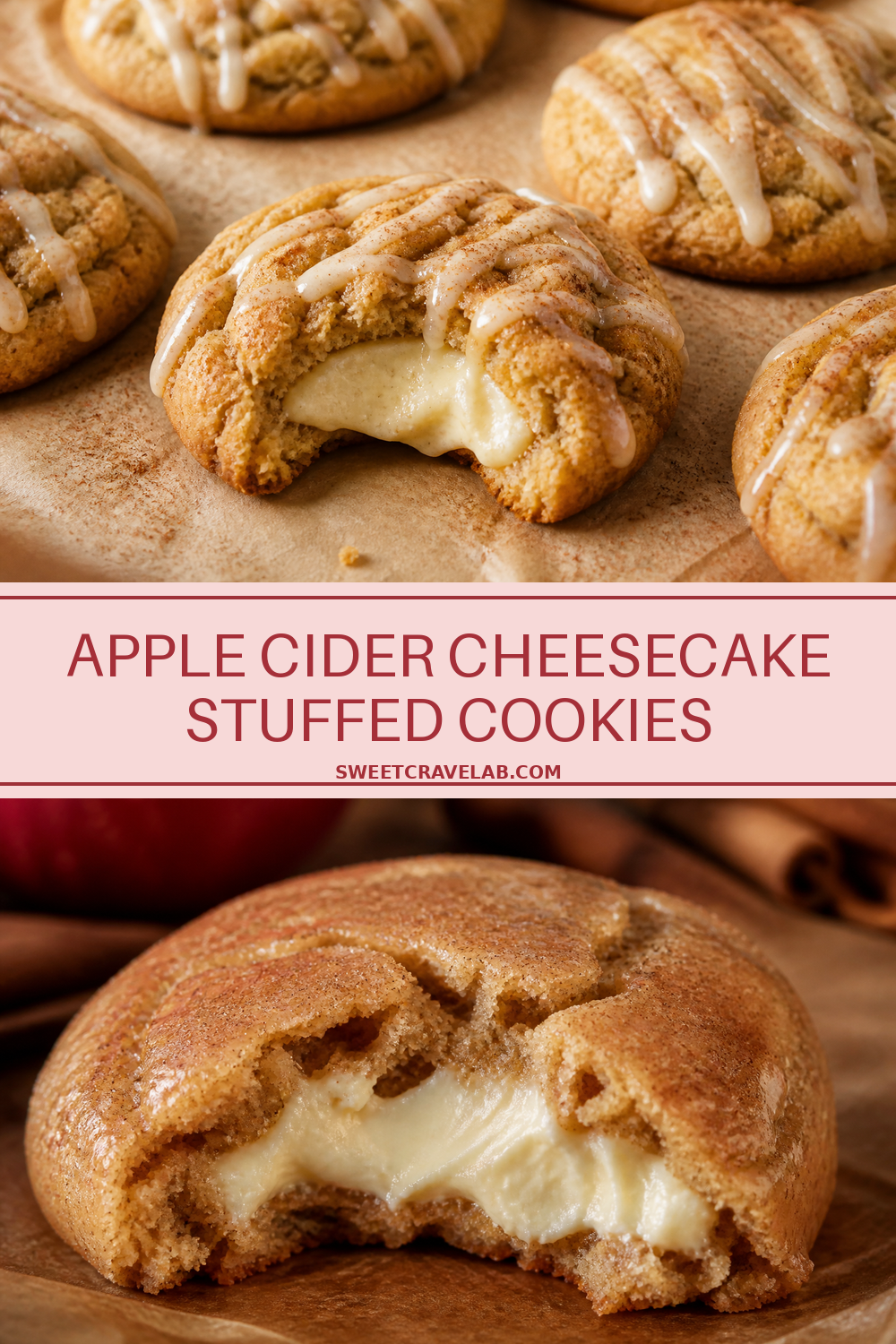 Apple Cider Cheesecake Stuffed Cookies (Soft & Cozy)