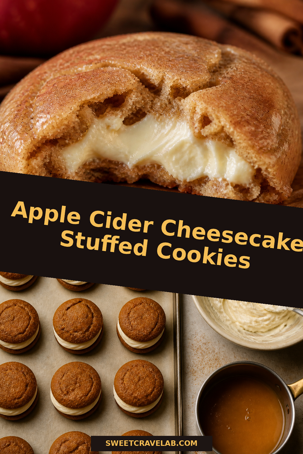 Easy Apple Cider Cheesecake Stuffed Cookies (Soft & Cozy)