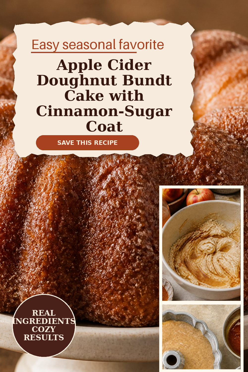 Apple Cider Doughnut Bundt Cake Cinnamon Sugar Coating