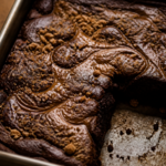 Dirty chai brown-butter brownies with caramel swirl and toasted chai crumb topping