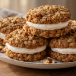 Homemade oatmeal cream pies with stable vanilla marshmallow filling