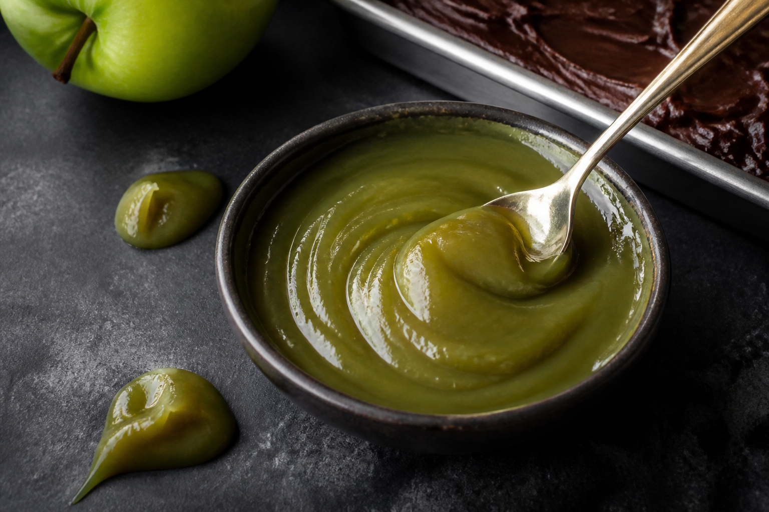 Thick green apple caramel preparation for the poison apple truffle centers