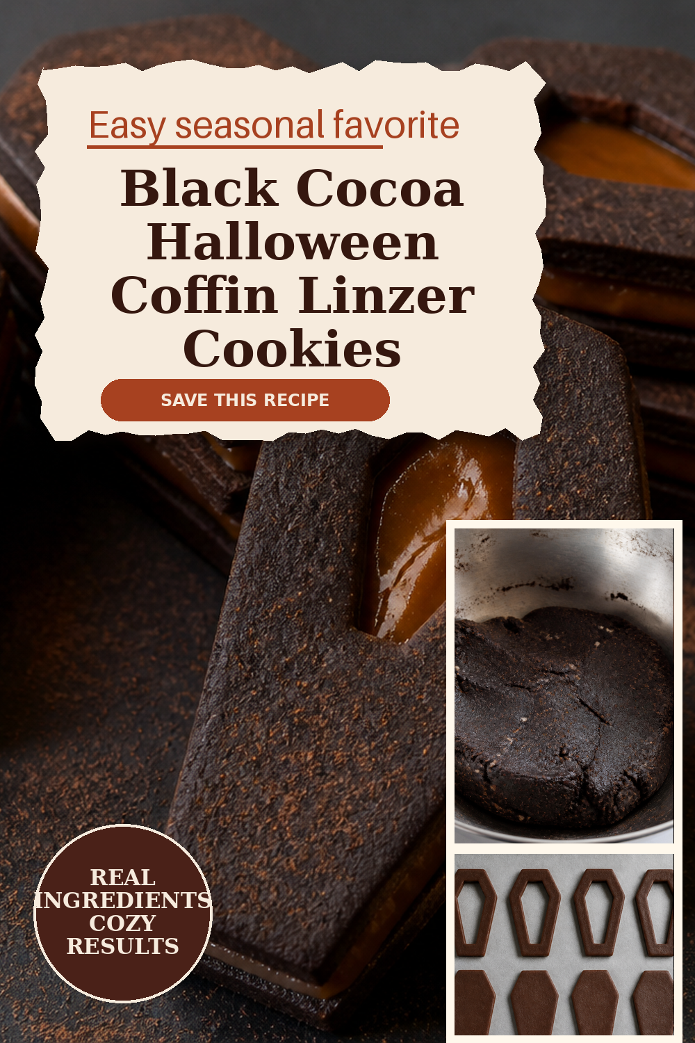 Halloween coffin linzer cookies Dulce de Leche windows