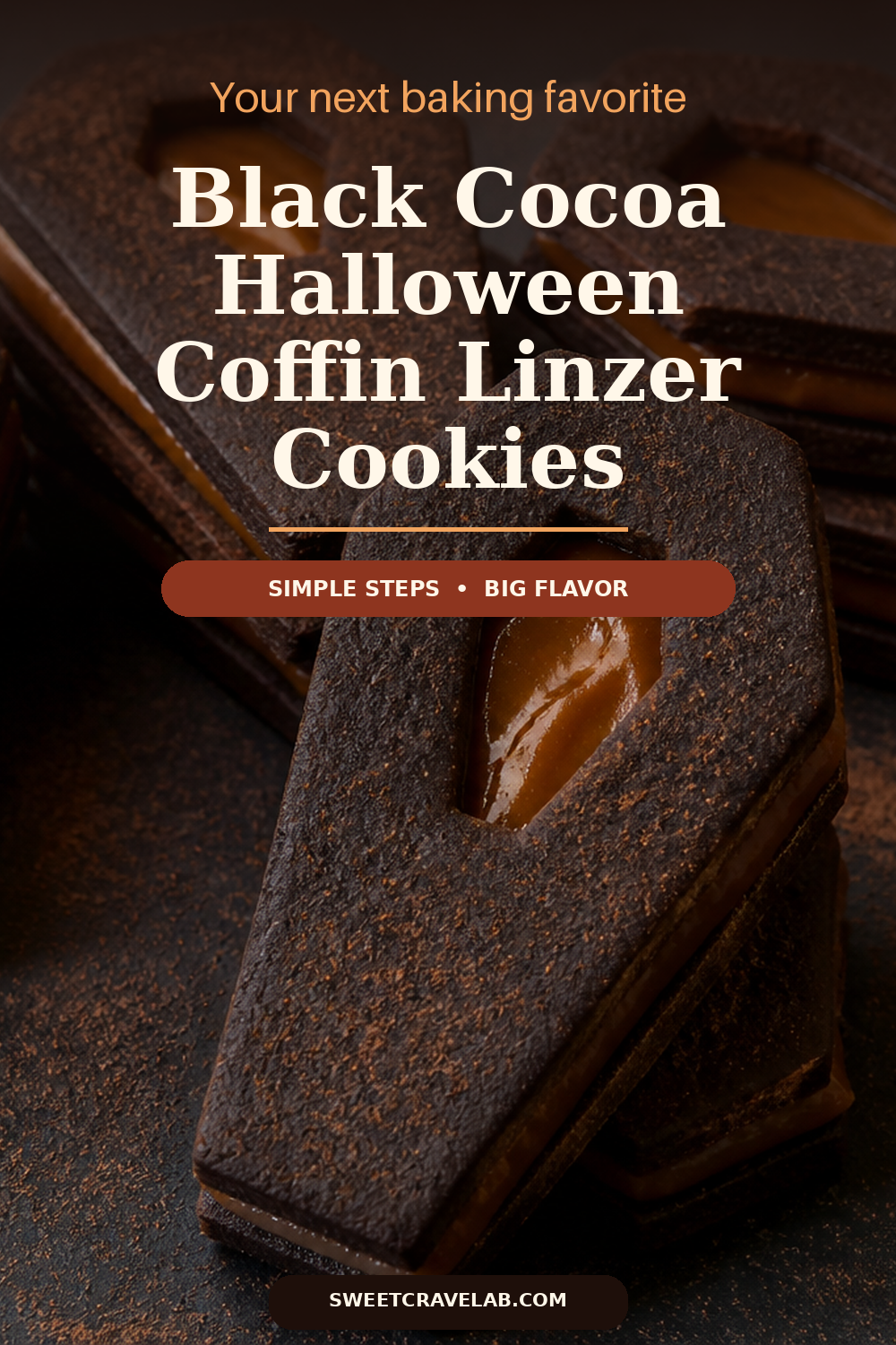 Black cocoa coffin-shaped linzer cookies printable template