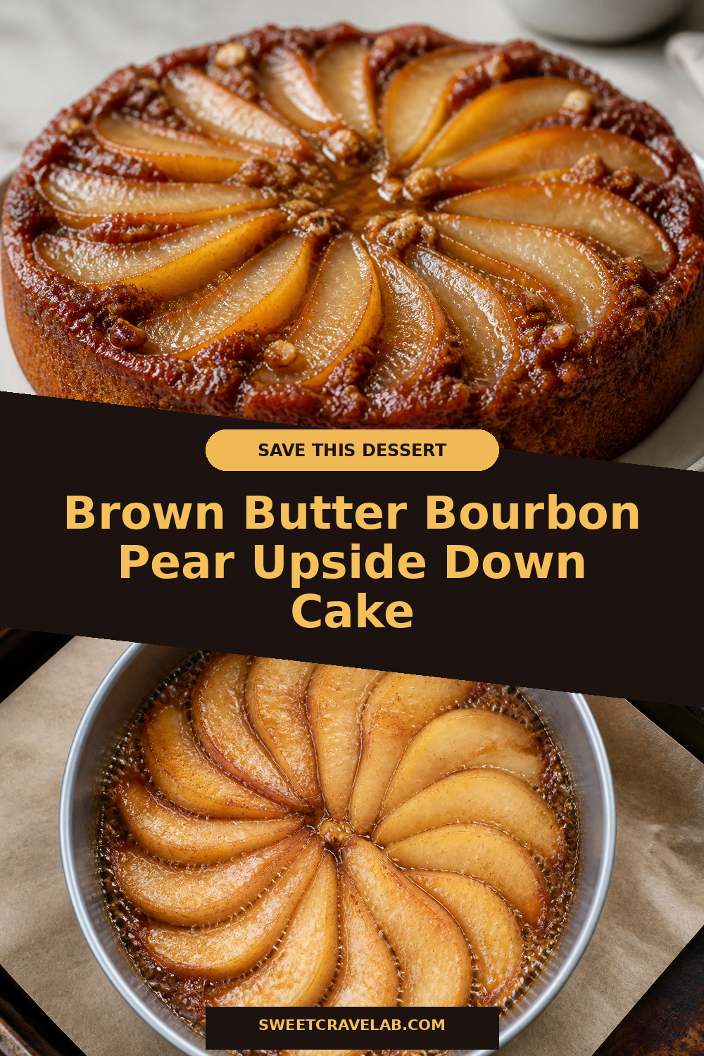 Pear Upside Down Cake with Nutty Brown-Butter Base