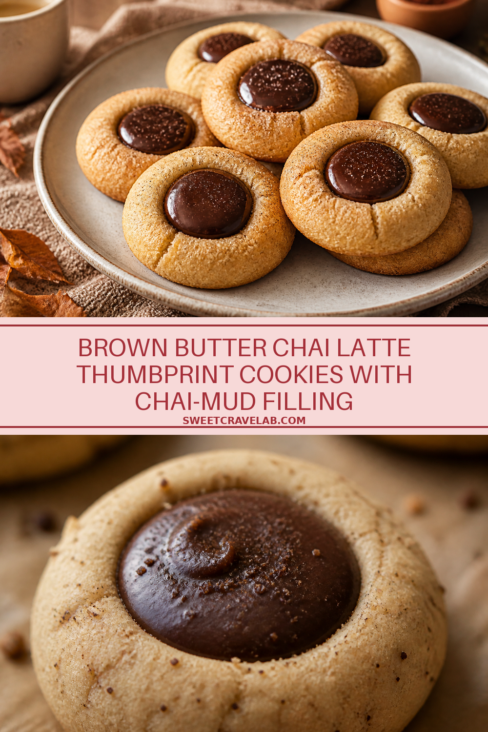 Chai Latte Thumbprint Cookies with Chai-Mud Filling