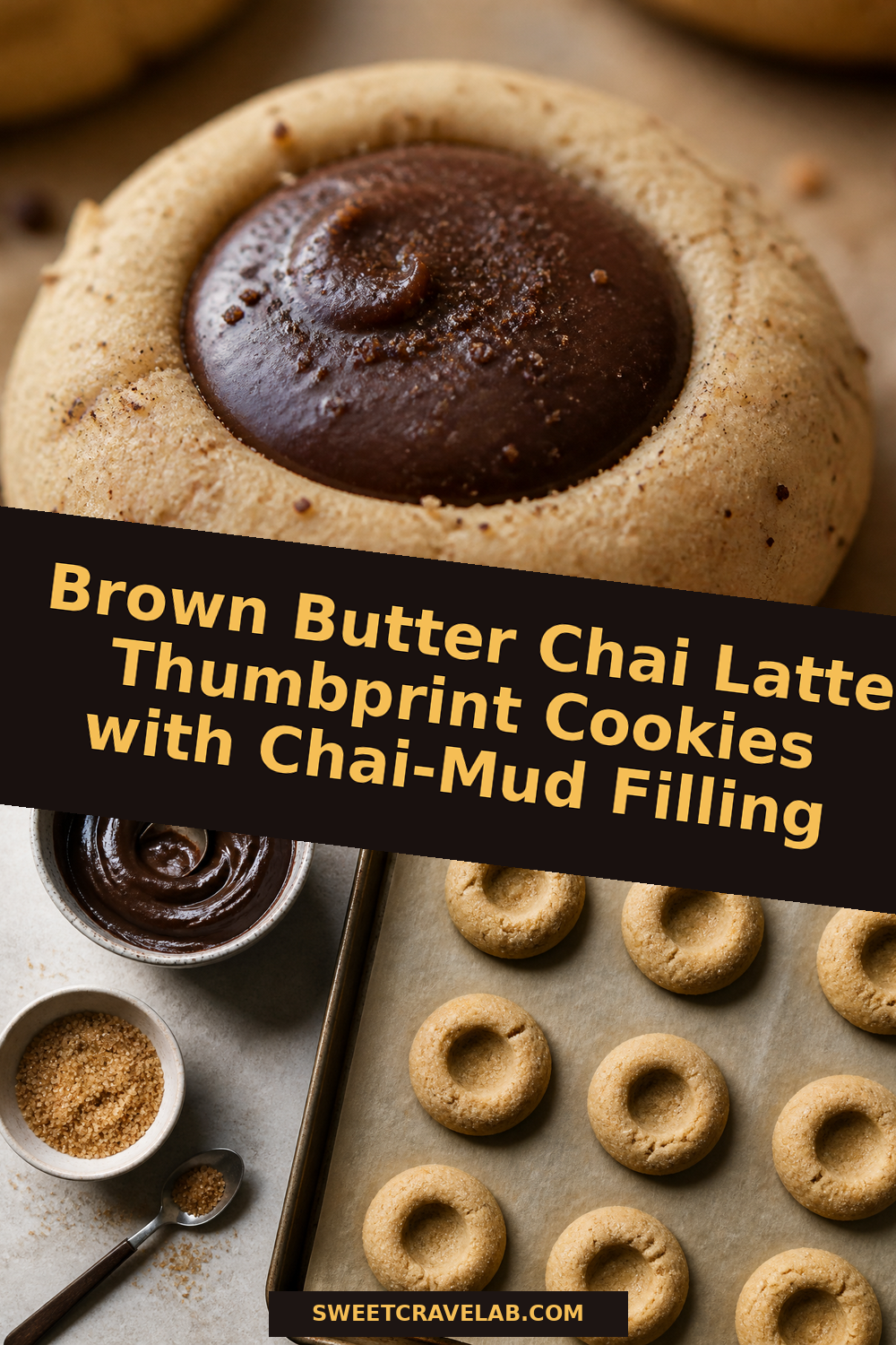 Brown Butter Chai Thumbprint Cookies (Dark Chocolate Center)