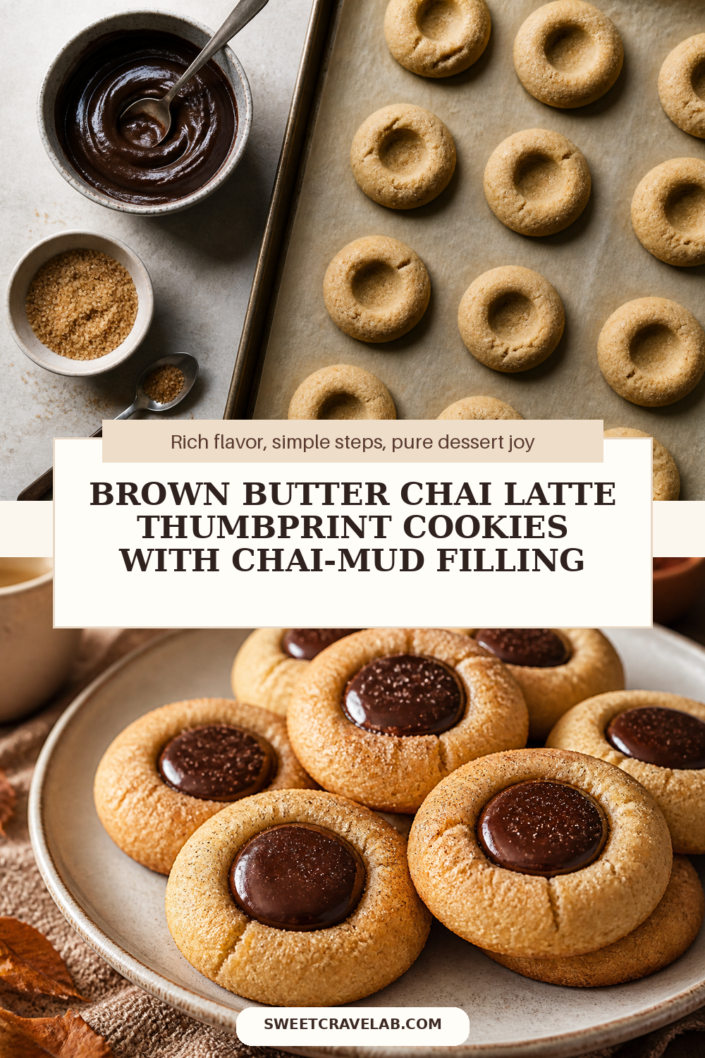 Chai Spice Thumbprint Cookies with Chocolate-Chai Ganache
