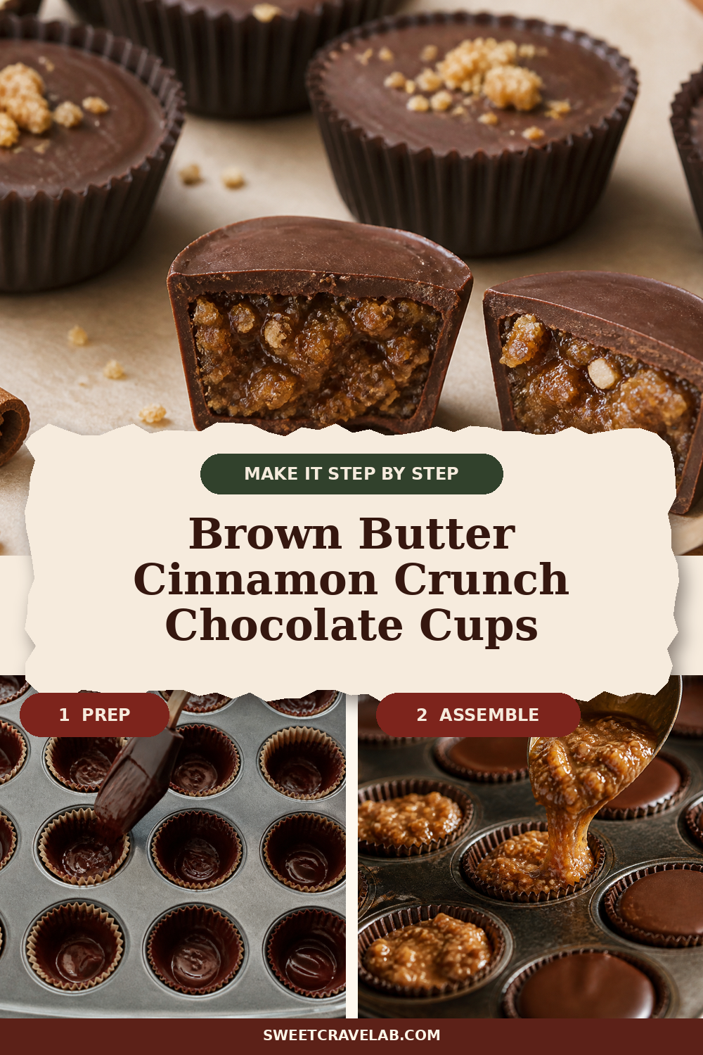 Mini Dark Chocolate Cups with Brown Butter Praline
