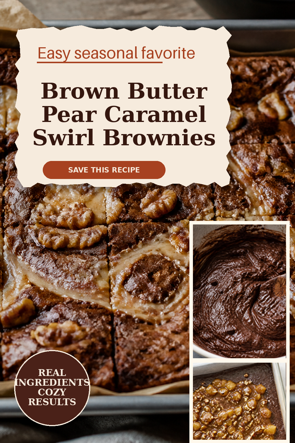 Brown Butter Pear Caramel Swirl Brownies