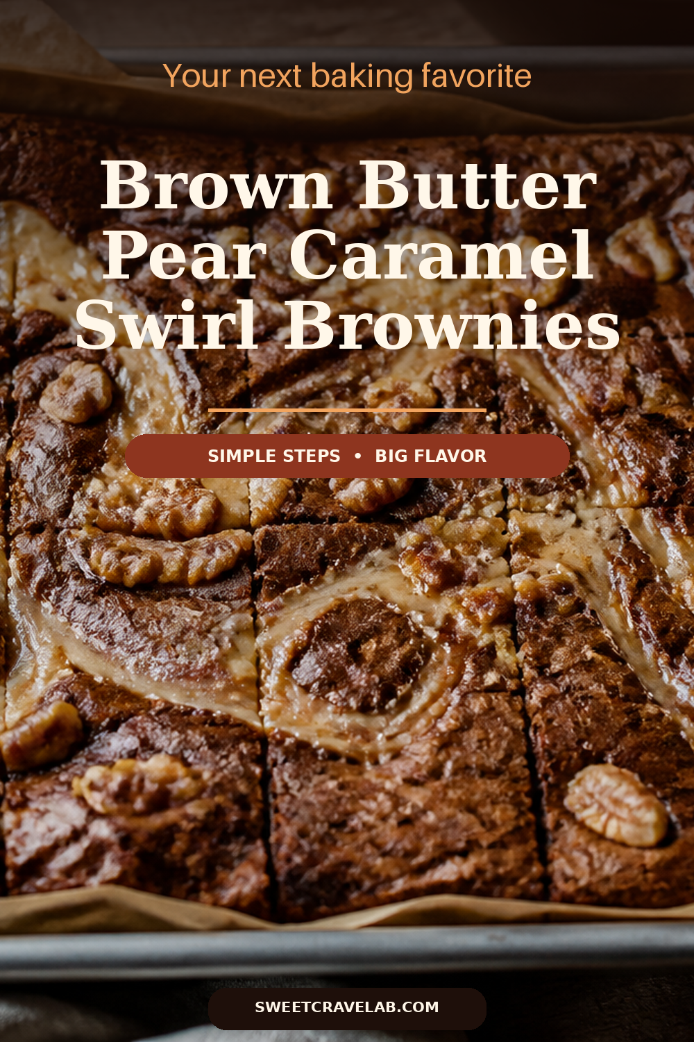 Pear Caramel Swirl Brownies with Toasted Nuts