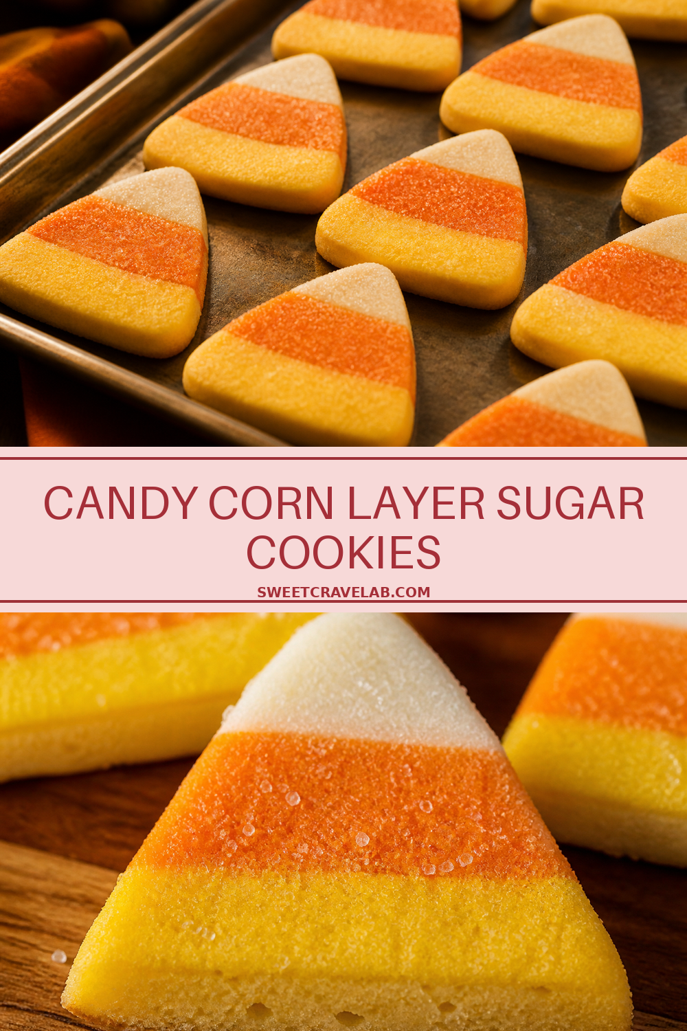 Candy Corn Sugar Cookies: Tri-Color Layer Swirls
