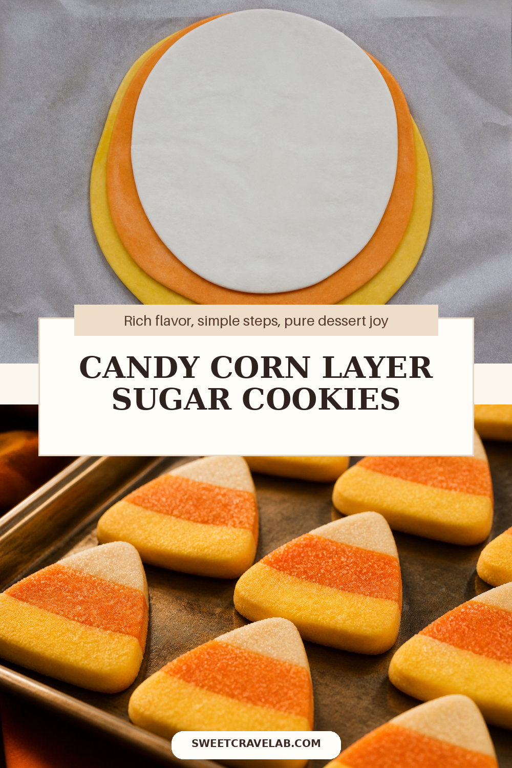 Tri-Color Candy Corn Cookies Recipe with Sugar Sparkle