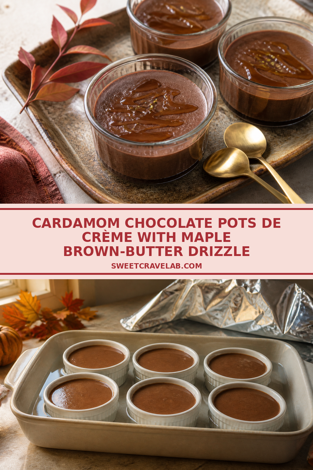Cardamom Custard Chocolate Ramekins with Maple Brown Butter