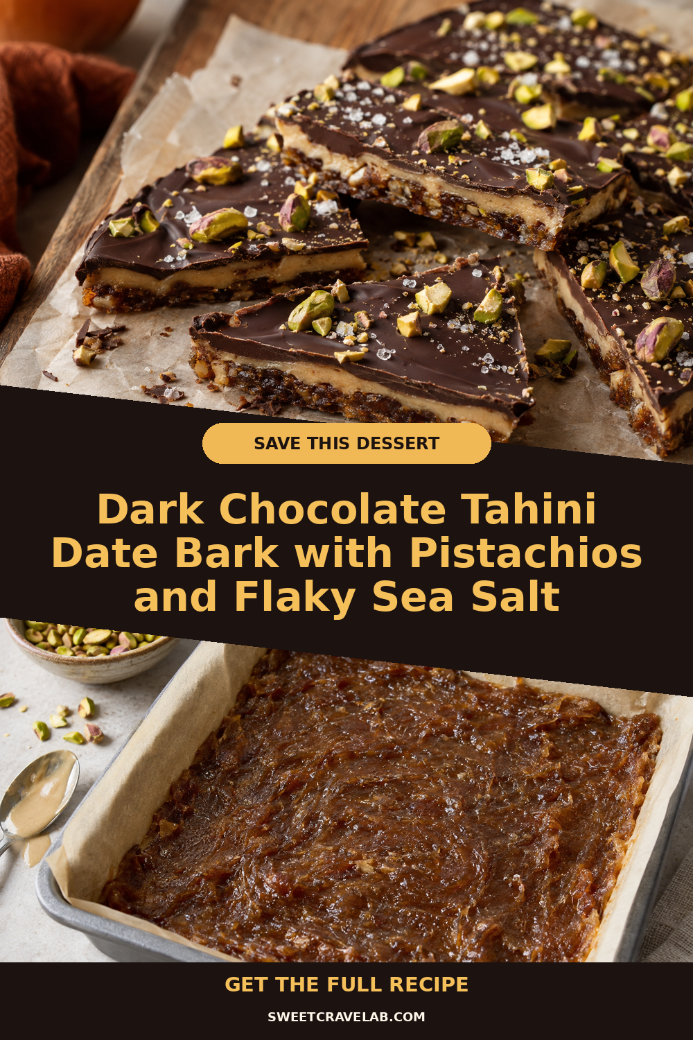 Gift-Ready Chocolate Bark: Tahini Dates, Pistachios, Flaky Salt