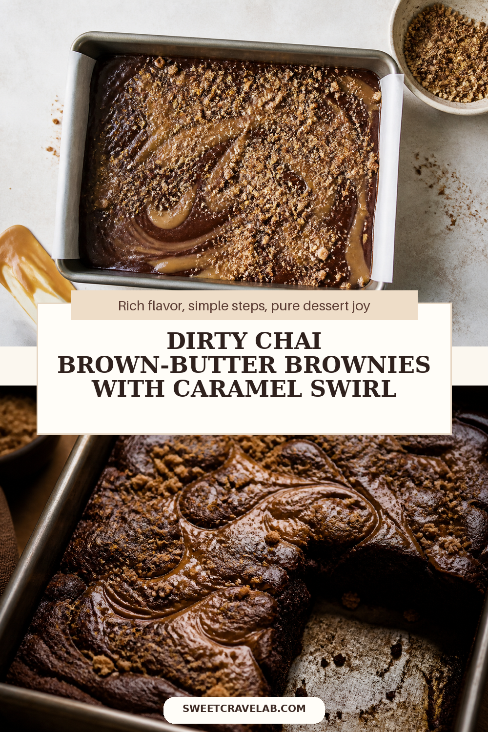 Fall Brown Butter Brownies with Chai Crumb Topping