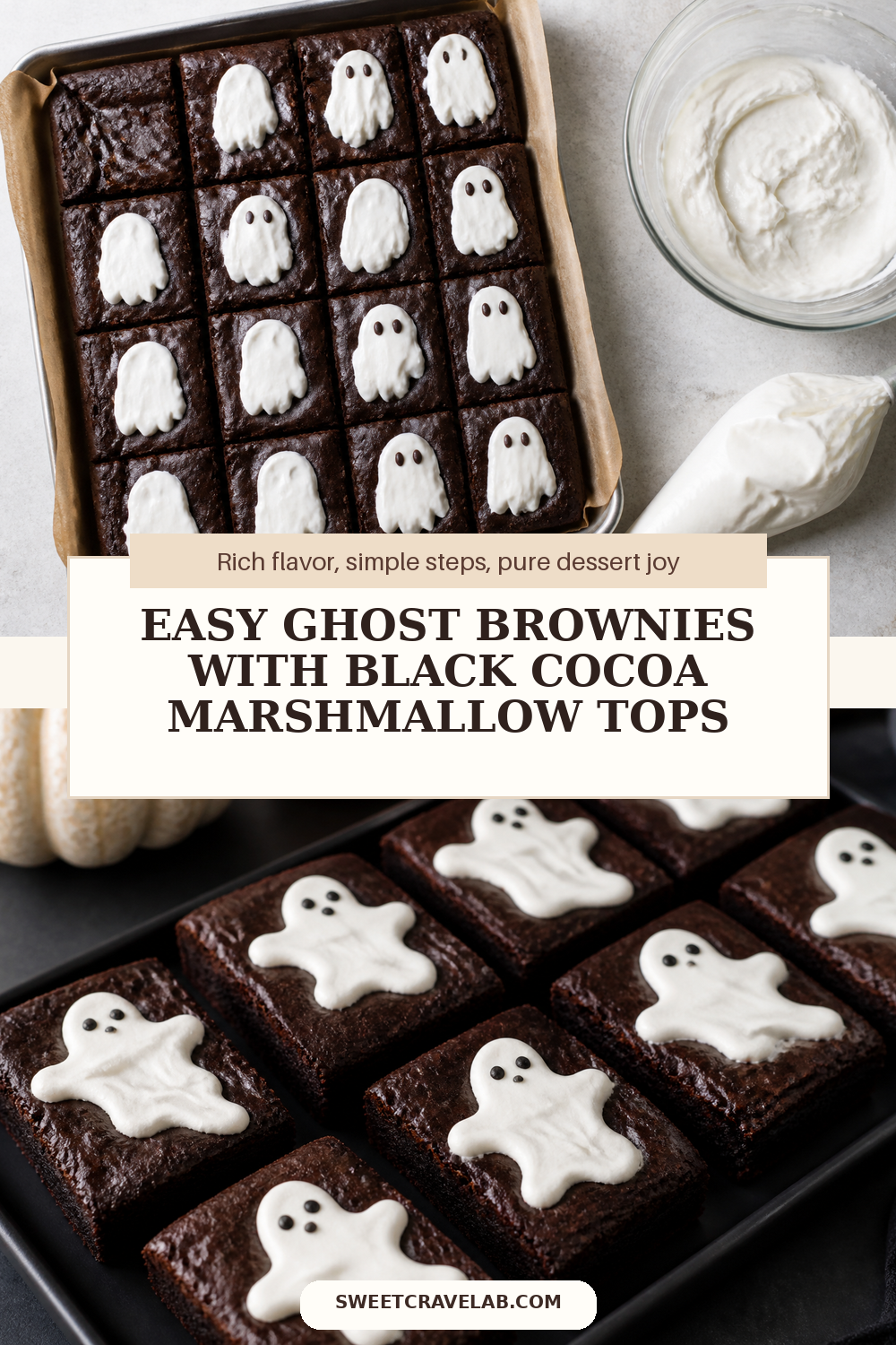 Spooky Ghost Brownies Without Pumpkin Spice (Black Cocoa)