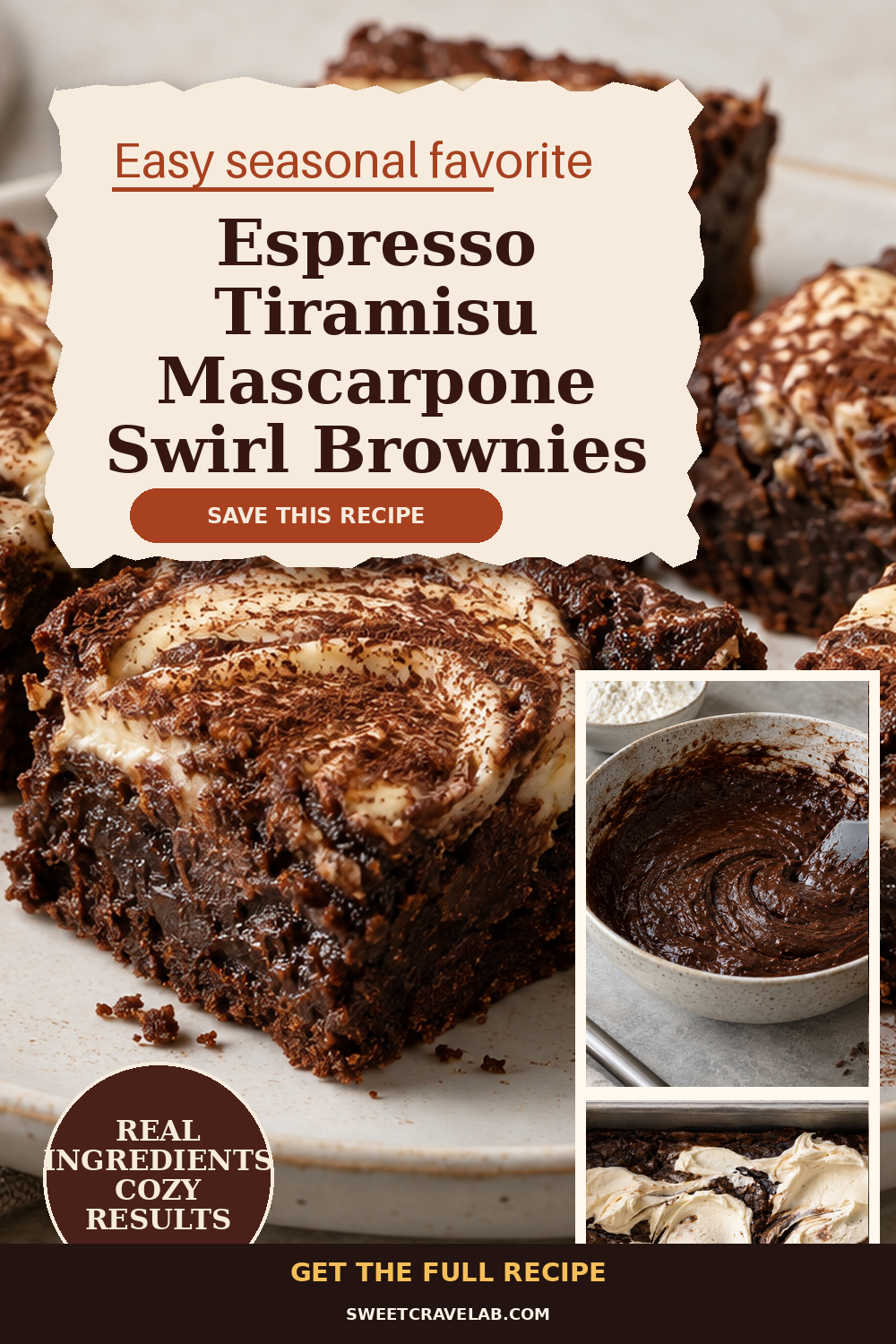Fudgy espresso mascarpone swirl brownies