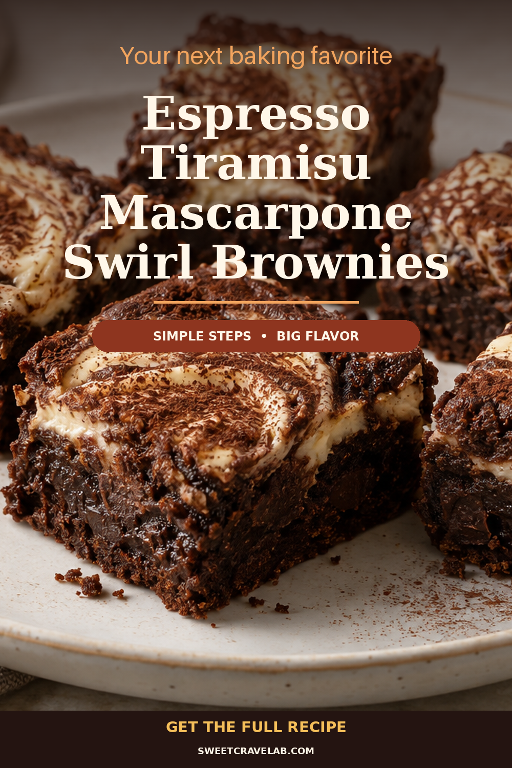 Espresso tiramisu-style brownie with mascarpone swirl