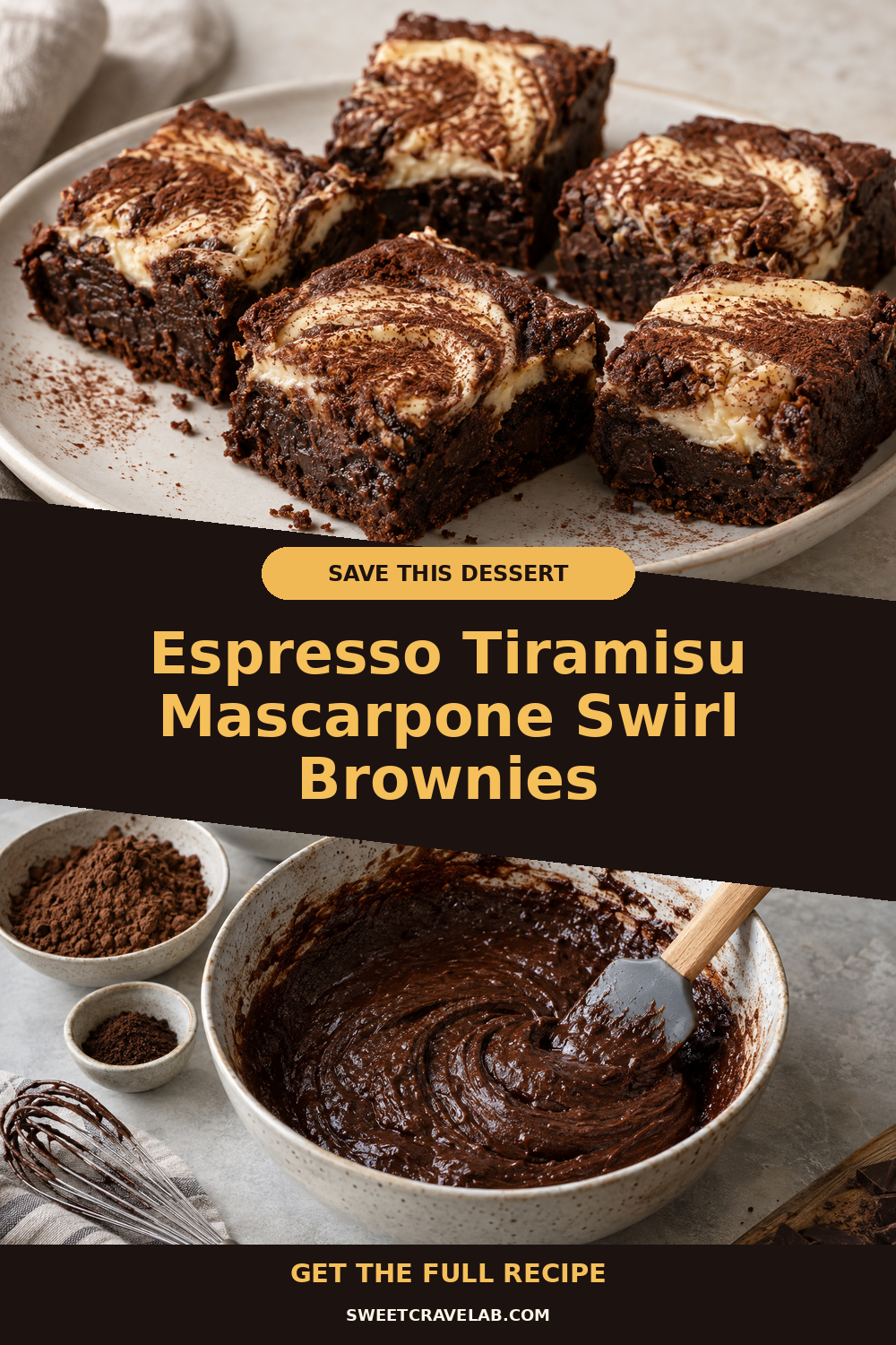 Pinterest-worthy espresso tiramisu swirl brownies
