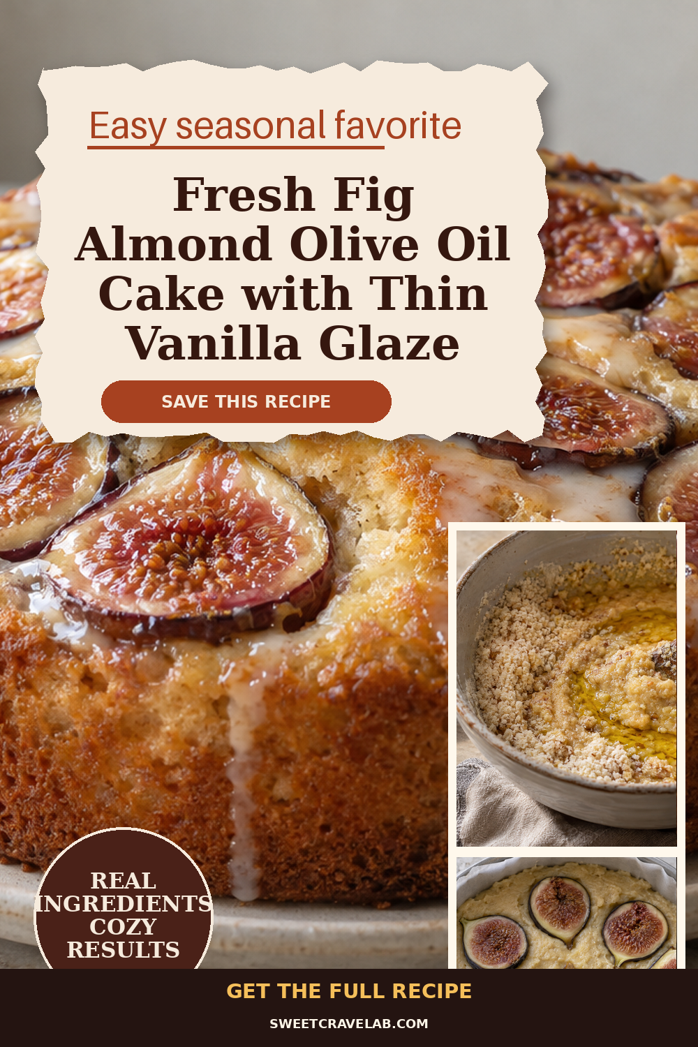 Fresh fig almond olive oil cake vanilla glaze (snack cake style)