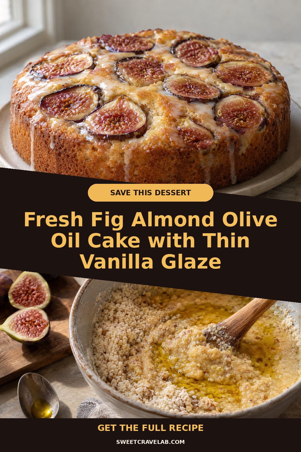 Pinterest favorite: fresh fig almond olive oil cake with glossy vanilla glaze