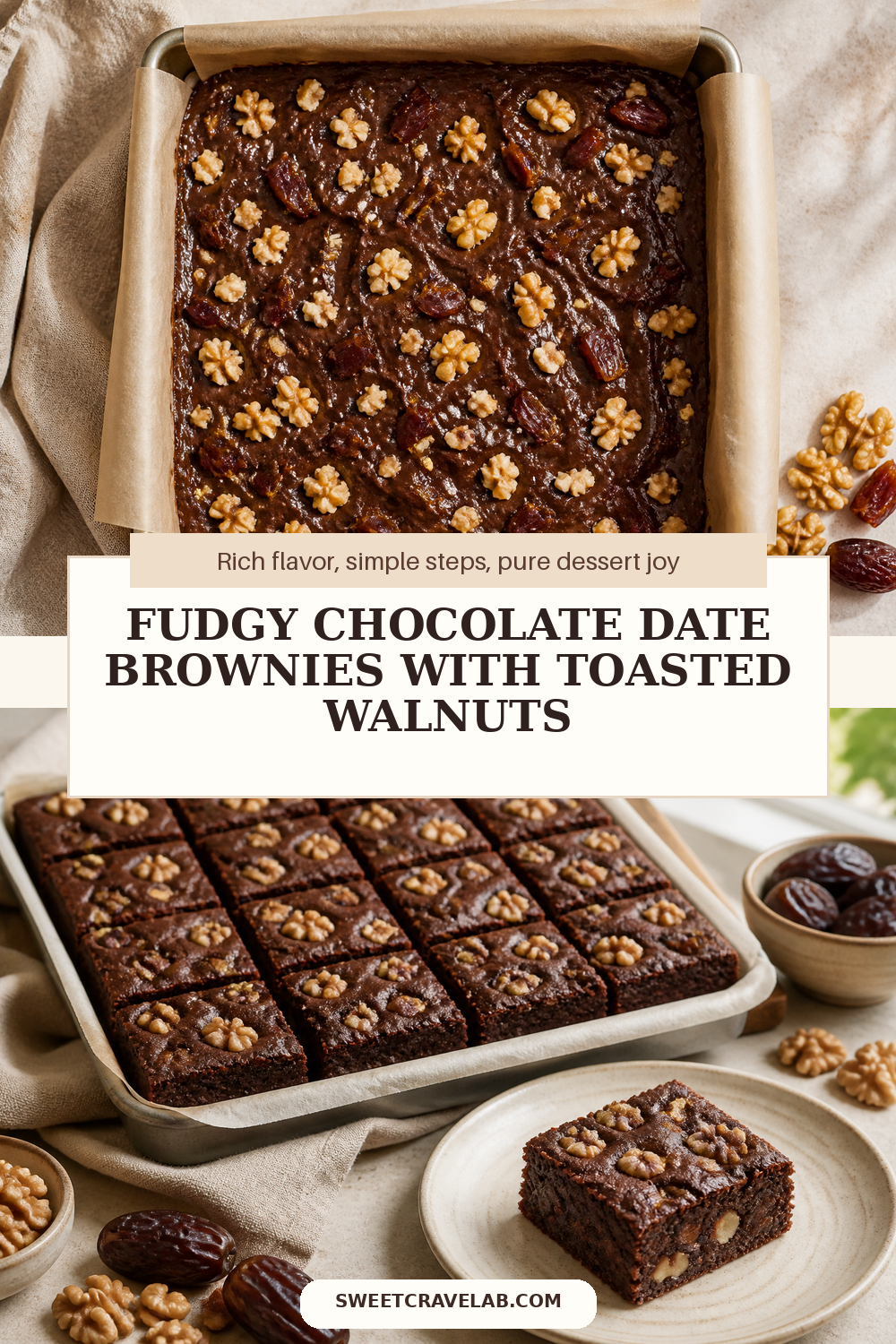 Easy Chocolate Date Brownies with Jammy Medjool Pockets