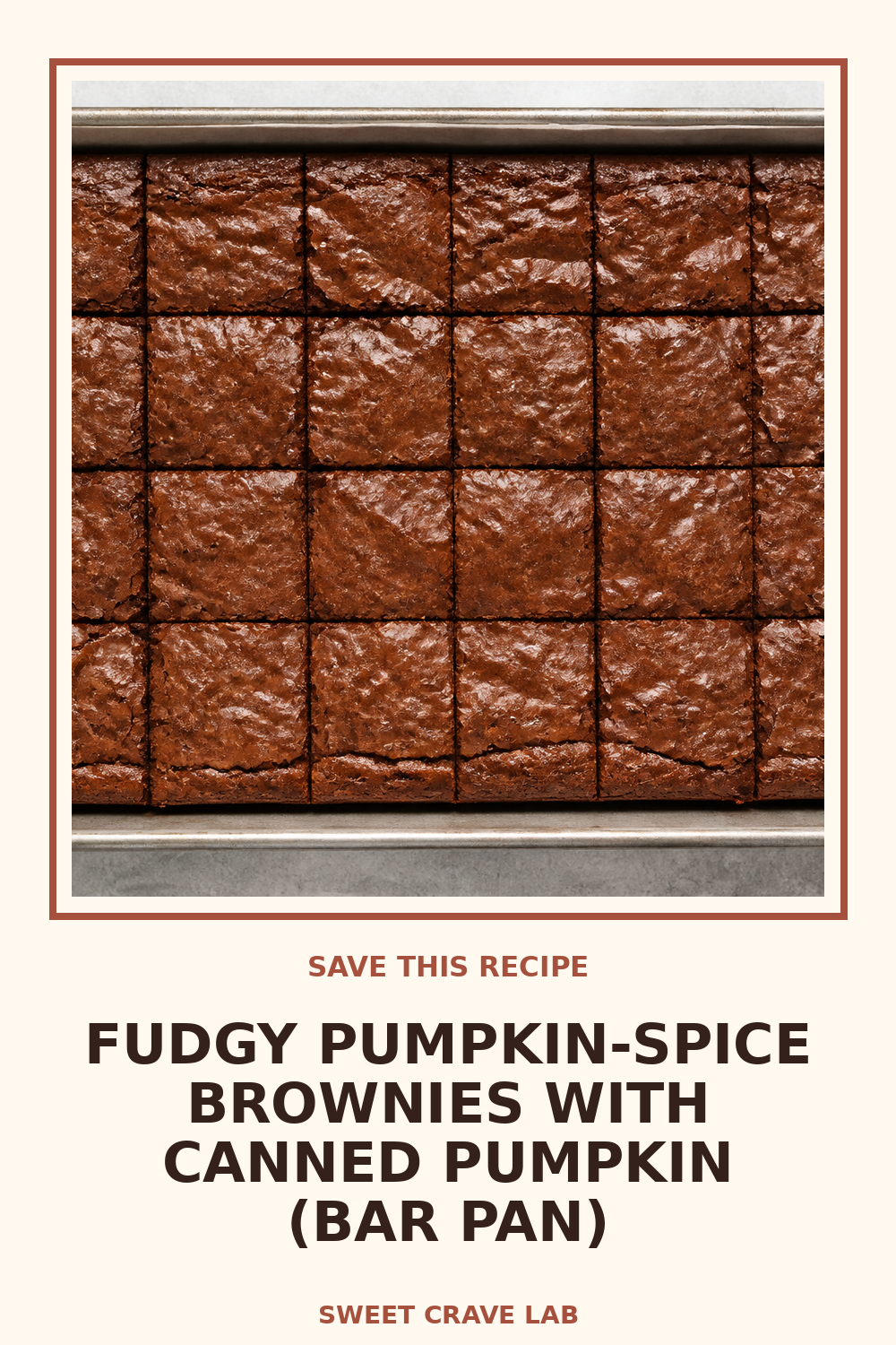 Fudgy Pumpkin-Spice Brownies with Canned Pumpkin (Bar Pan) Recipe