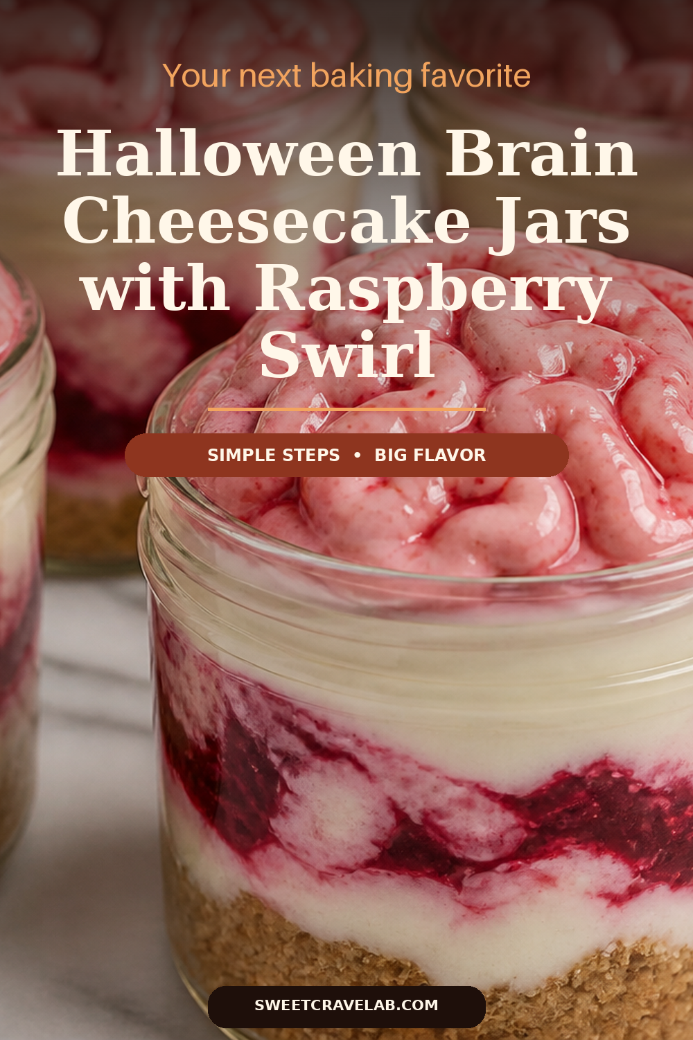 No-bake cheesecake in a jar: Halloween brain swirl