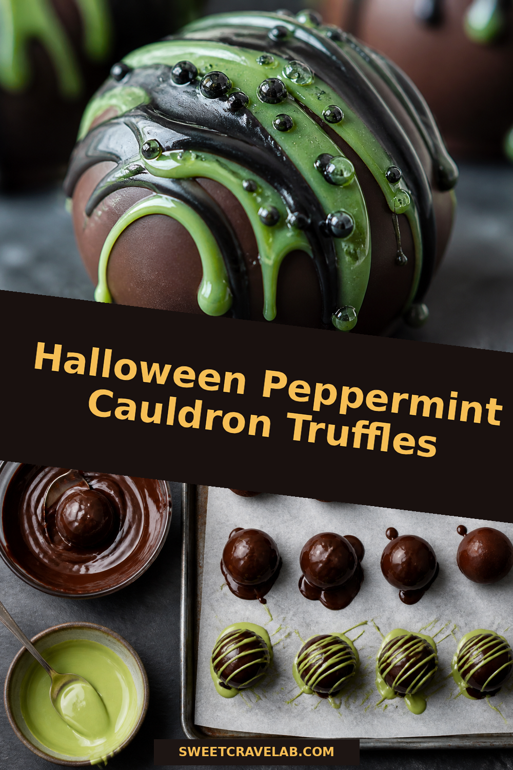 No-bake peppermint truffles dipped in dark chocolate