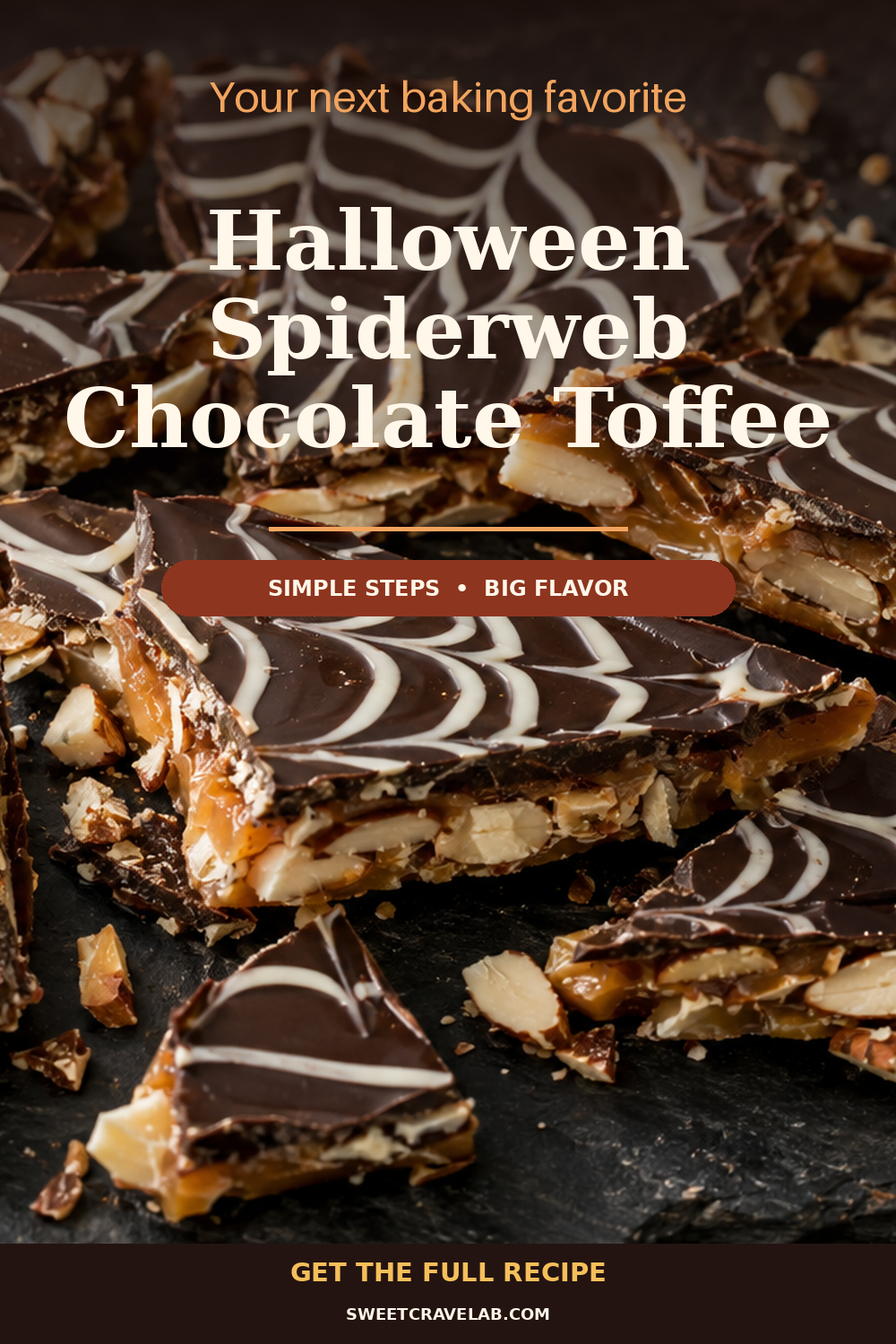 Spiderweb Chocolate Toffee (Dark Chocolate + Almonds) for Halloween