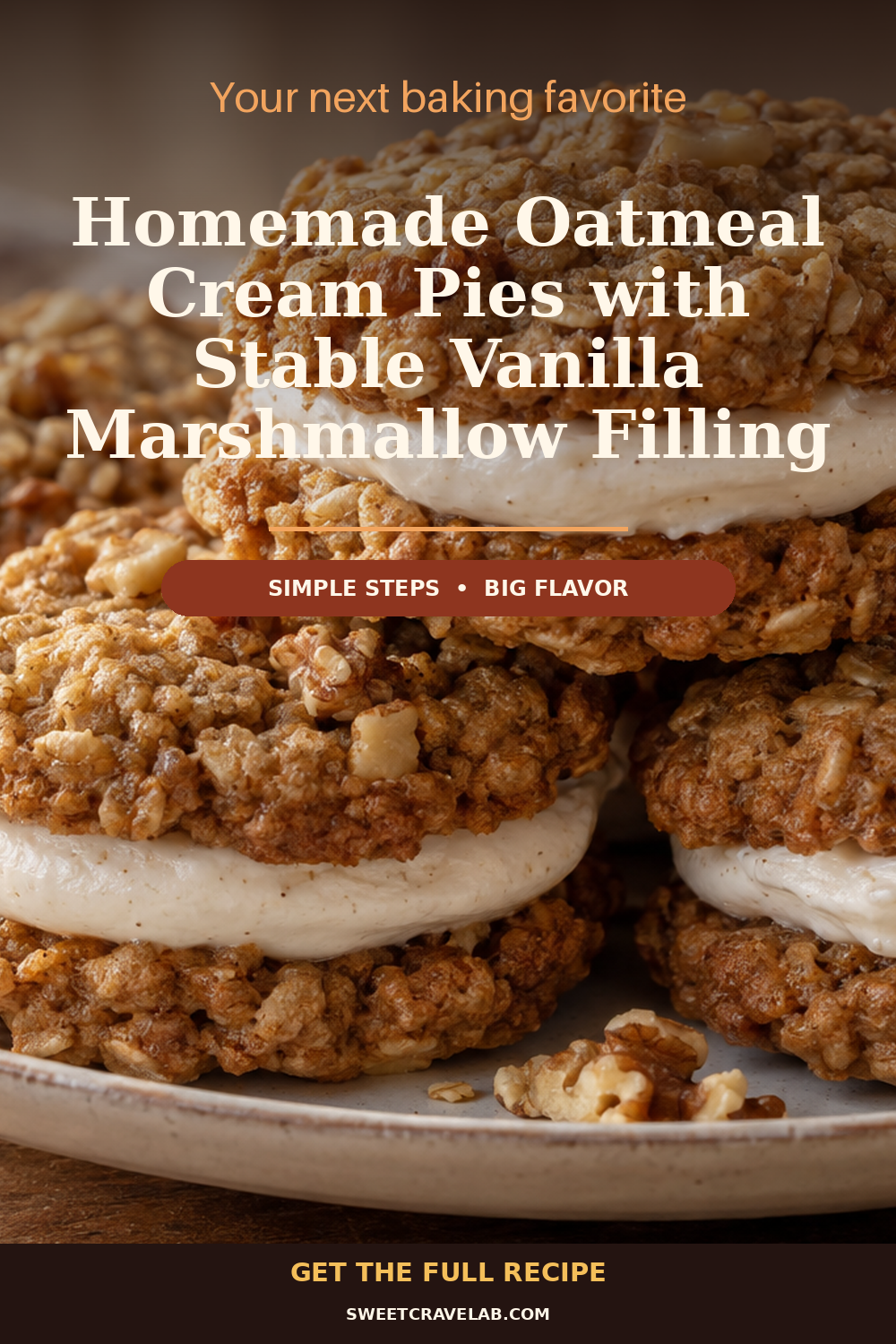 Soft Chewy Oatmeal Cookie Sandwiches, Stable Vanilla Cream