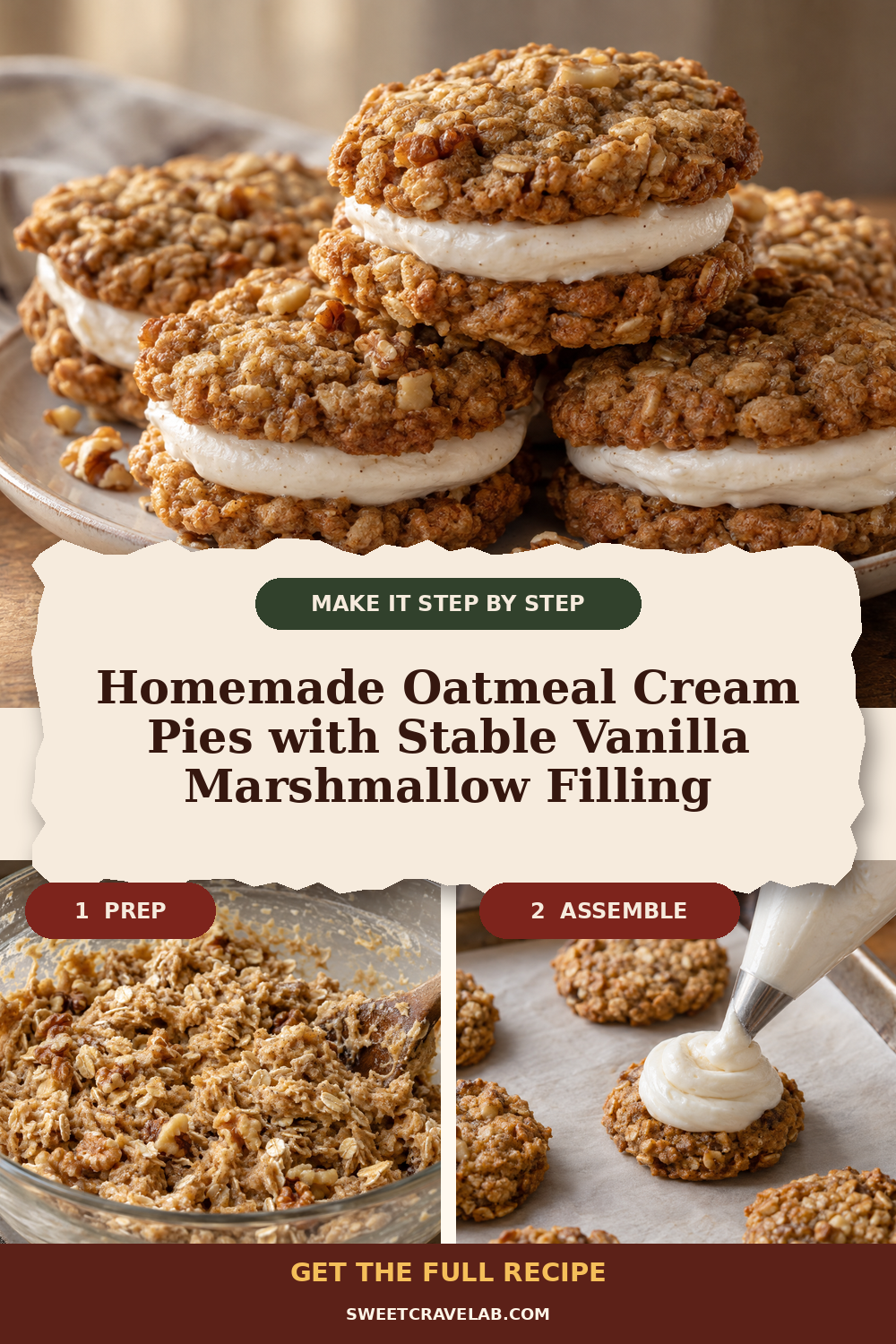 Lunchbox Oatmeal Cream Pies with Vanilla Marshmallow-Style Filling