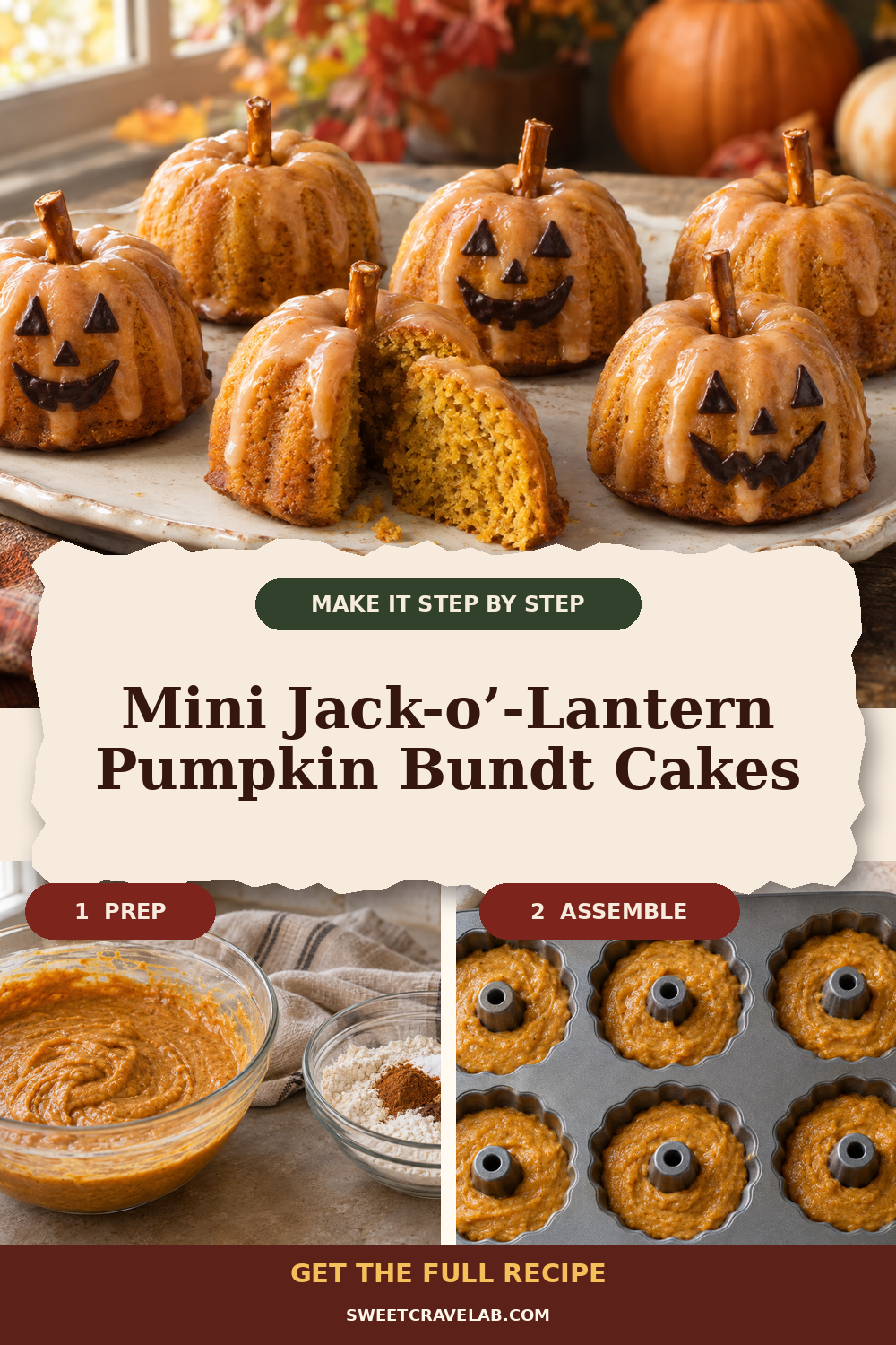 Mini pumpkin spice Bundt cakes for Halloween parties—no fancy piping