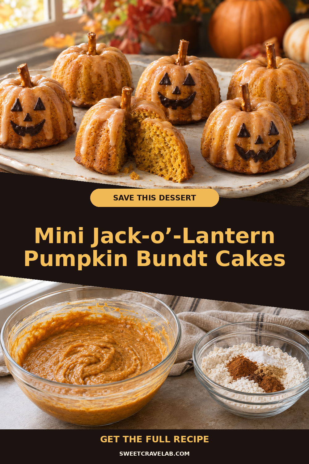 Beginner-friendly Halloween dessert: mini pumpkin Bundt cakes with faces