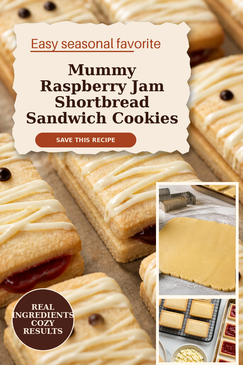 Mummy Shortbread Cookies with Raspberry Jam