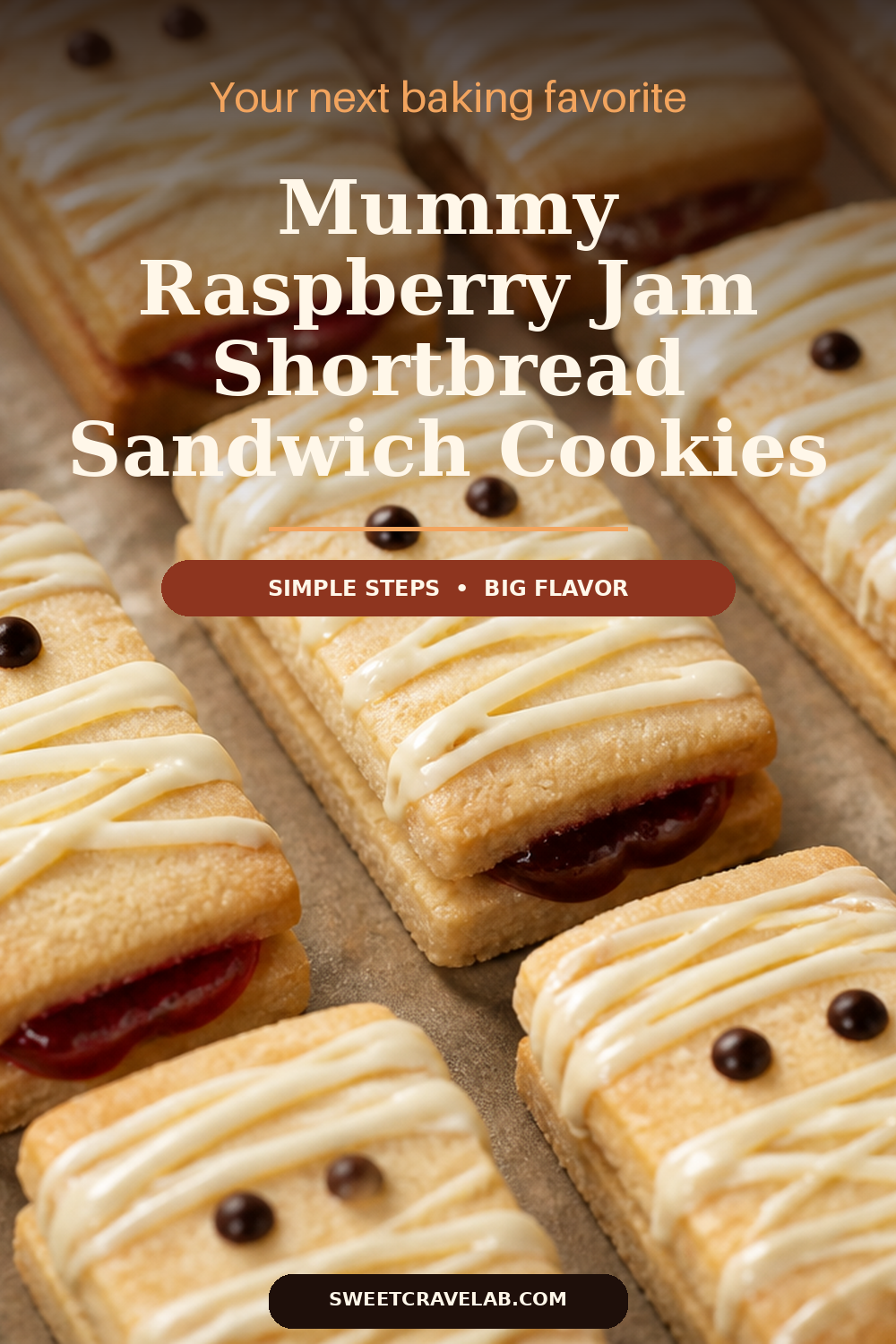 Easy Halloween Mummy Shortbread Sandwich Cookies