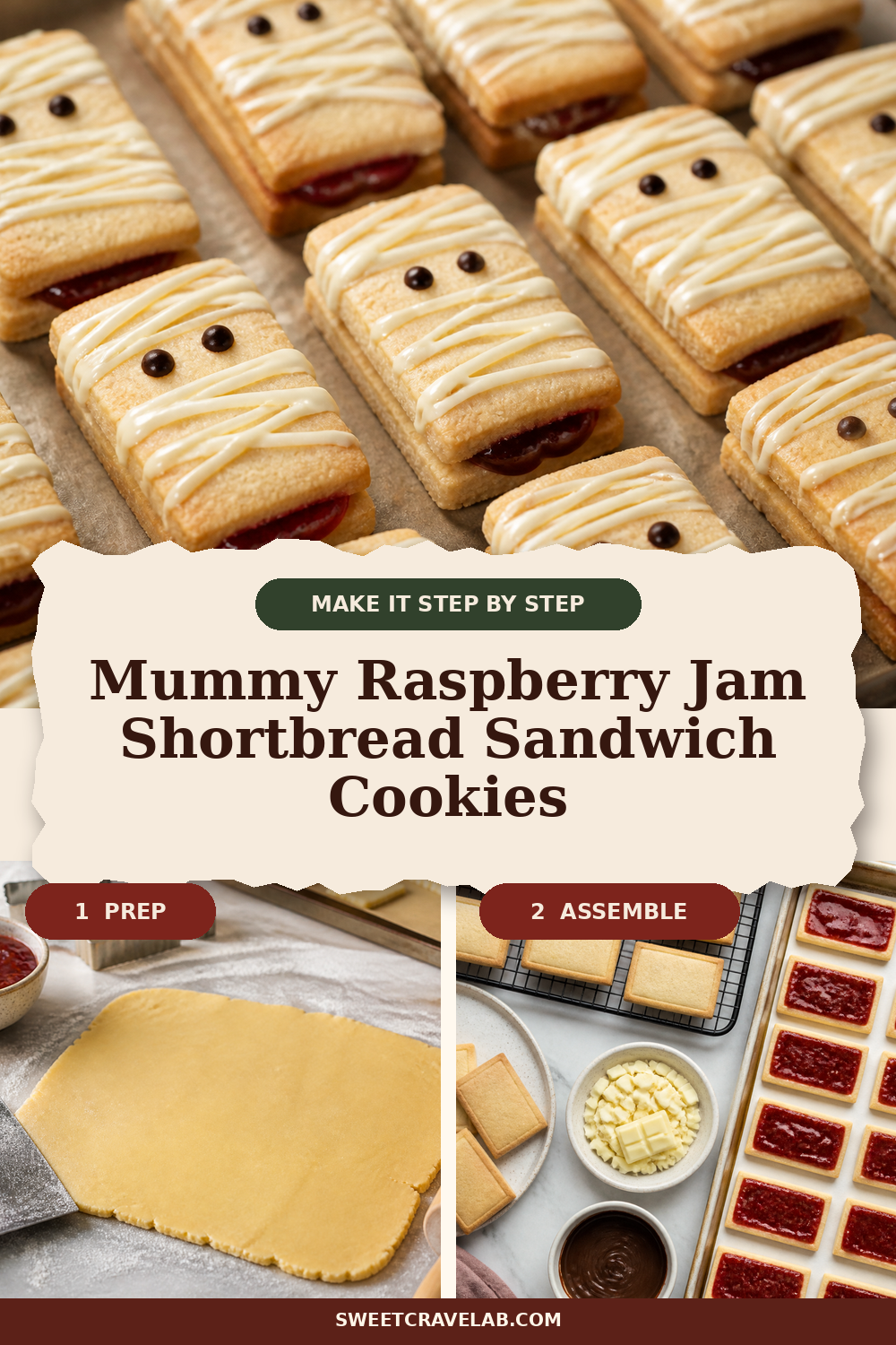 White Chocolate Bandage Drizzle Mummy Cookies