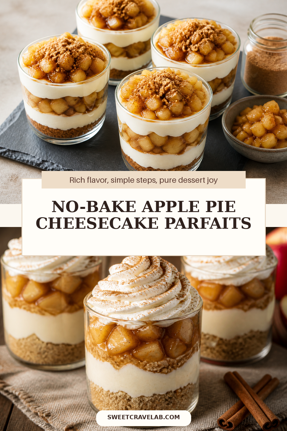 Make-Ahead Apple Pie Cheesecake Parfaits in Cups