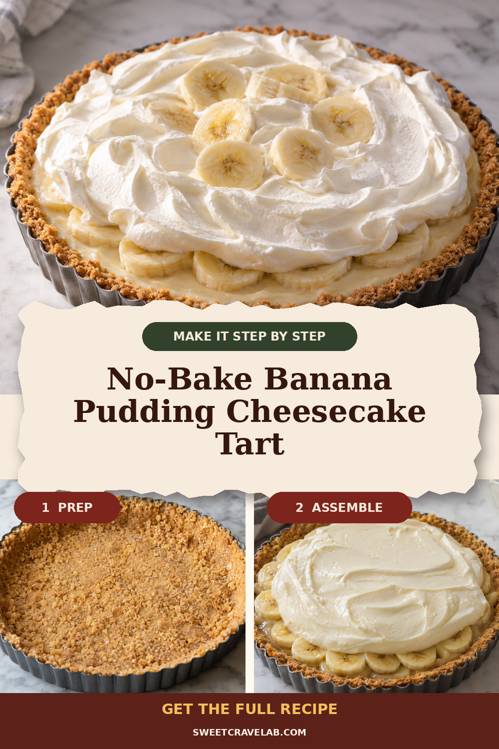 Banana Pudding Cheesecake Tart with Gelatin Set Filling