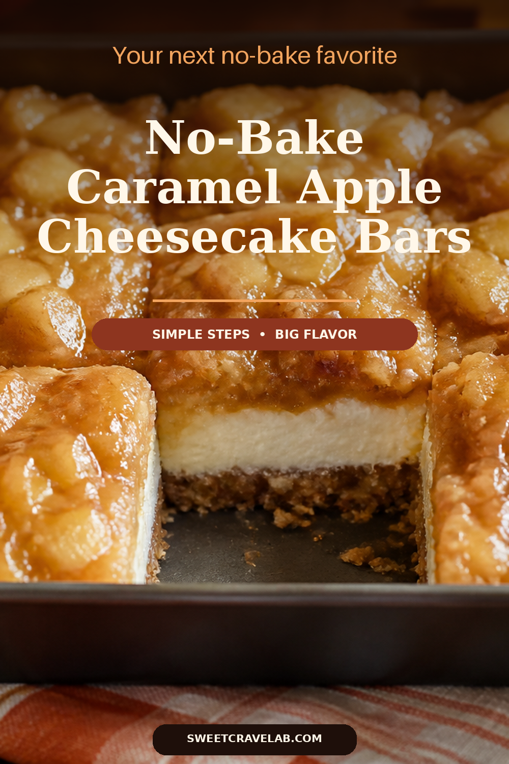 Apple-Caramel No-Bake Cheesecake Bars (Walnut-Oat Crumble)