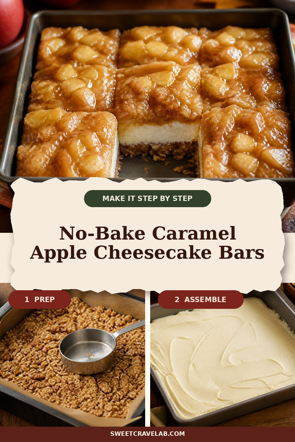 Fall Dessert: No-Bake Caramel Apple Cheesecake Bars