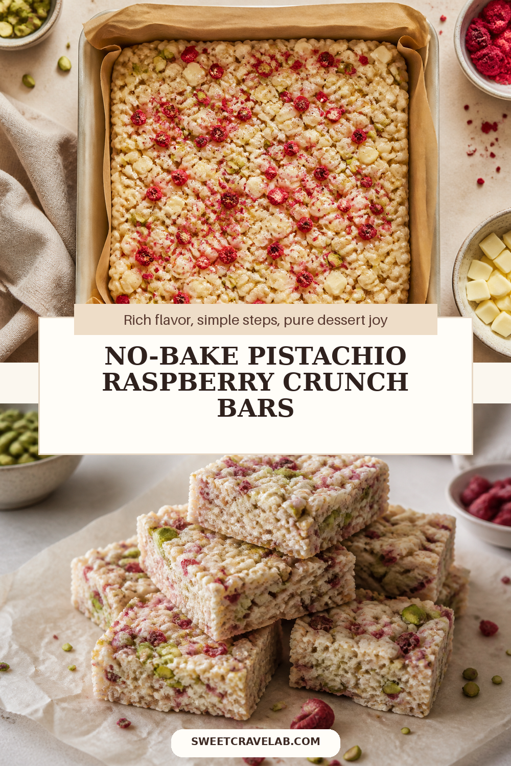 White Chocolate Pistachio Bars with Freeze-Dried Raspberry