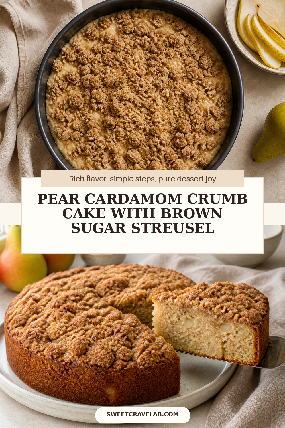 Fall Pear Cake with Crisp Brown Sugar Streusel
